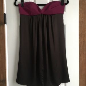 JAYGODFREY fuchsia and brown strapless silk dress